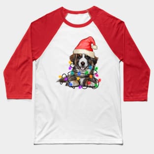 Funny Bernese Mountain Christmas Santa Hat Animals Xmas Light Baseball T-Shirt